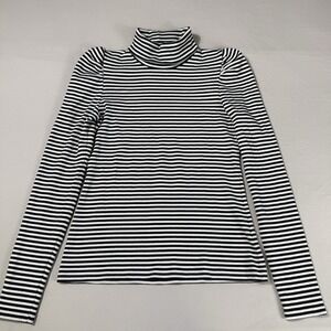 Veronica Beard Cedar Striped Cotton-Blend Turtleneck Womens Medium White/Black
